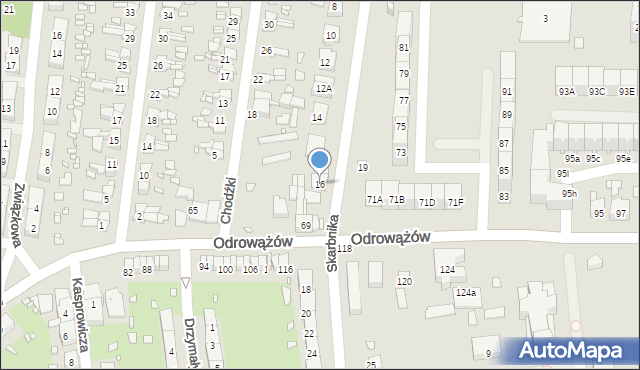 Gliwice, Skarbnika, 16, mapa Gliwic