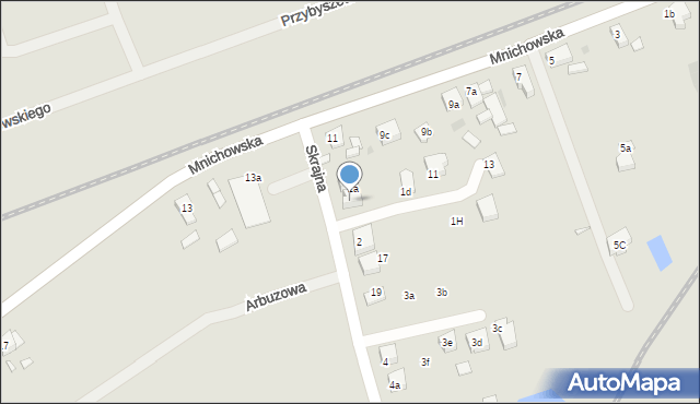 Gniezno, Skrajna, 1b, mapa Gniezna