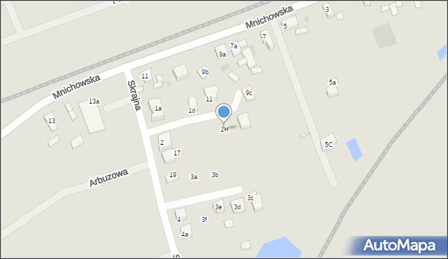 Gniezno, Skrajna, 1H, mapa Gniezna