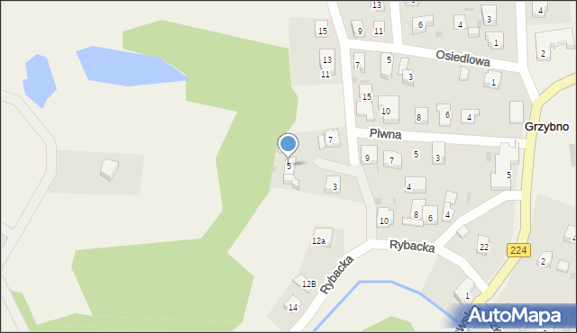 Grzybno, Skarpowa, 5, mapa Grzybno