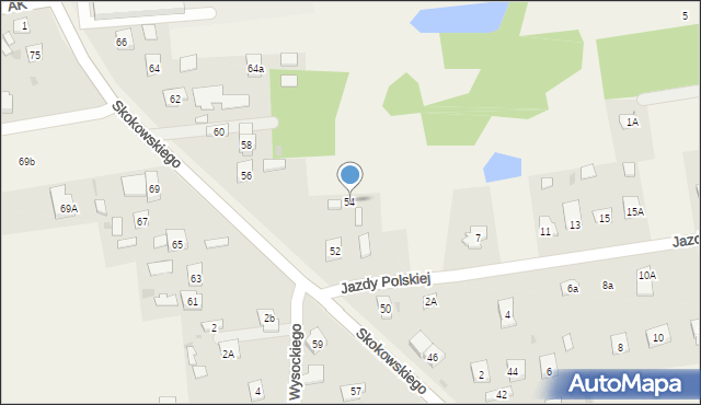 Jaktorów, Skokowskiego, gen., 54, mapa Jaktorów