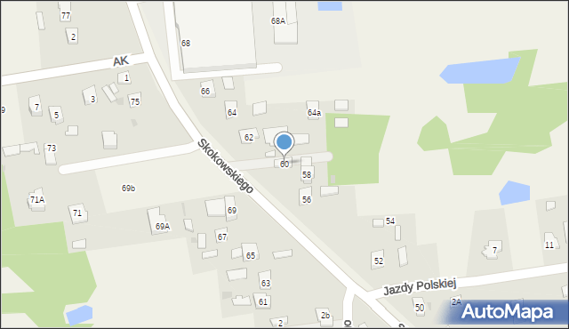 Jaktorów, Skokowskiego, gen., 60, mapa Jaktorów