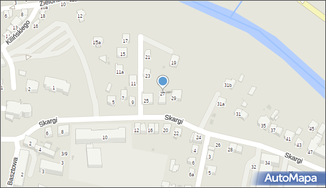 Jasło, Skargi Piotra, ks., 27, mapa Jasła