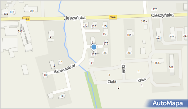 Jaworze, Skowronków, 122, mapa Jaworze