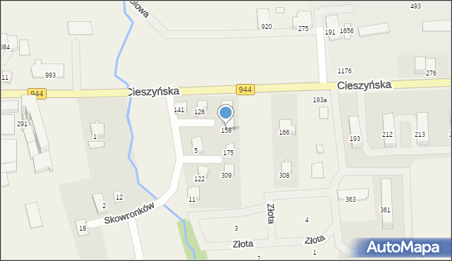 Jaworze, Skowronków, 158, mapa Jaworze