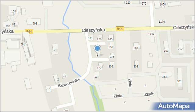 Jaworze, Skowronków, 5, mapa Jaworze