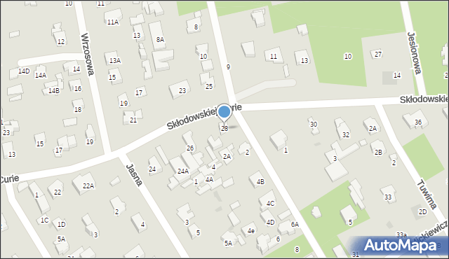 Józefów, Skłodowskiej-Curie Marii, 28A, mapa Józefów