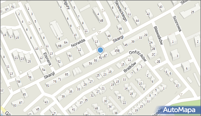 Kędzierzyn-Koźle, Skargi Piotra, ks., 51, mapa Kędzierzyna-Koźle