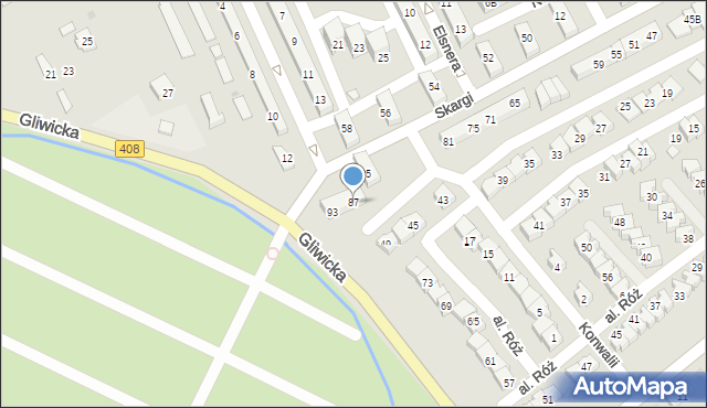 Kędzierzyn-Koźle, Skargi Piotra, ks., 87, mapa Kędzierzyna-Koźle