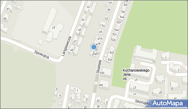 Kielce, Skalista, 47A, mapa Kielc