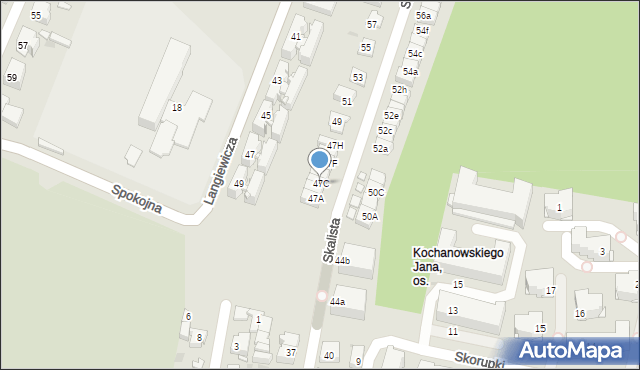 Kielce, Skalista, 47C, mapa Kielc