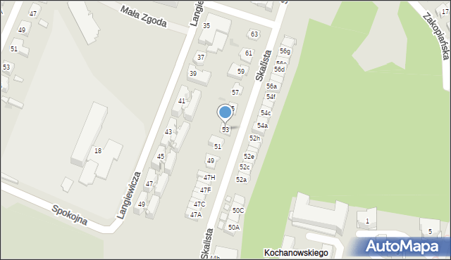 Kielce, Skalista, 53, mapa Kielc
