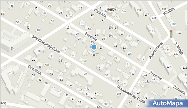 Kielce, Skłodowskiej-Curie Marii, 38, mapa Kielc