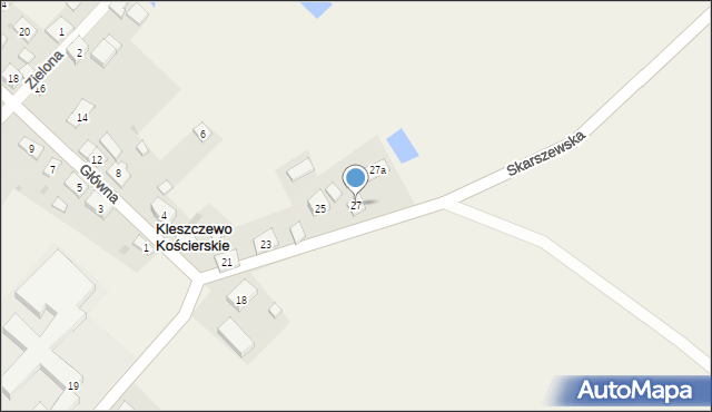 Kleszczewo Kościerskie, Skarszewska, 27, mapa Kleszczewo Kościerskie