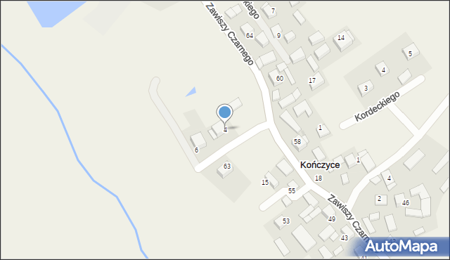 Kończyce, Skrzetuskiego Jana, 4, mapa Kończyce