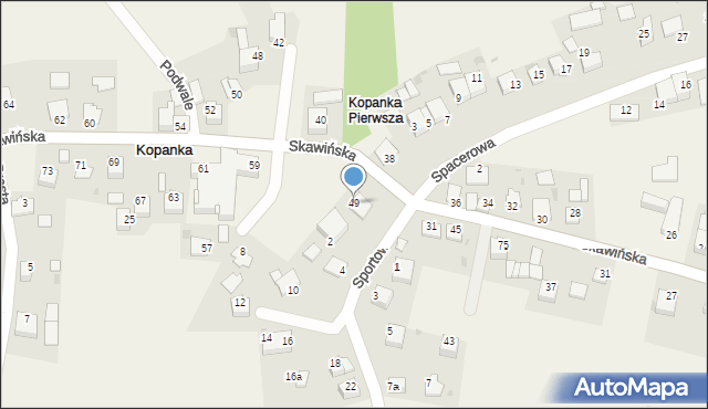 Kopanka, Skawińska, 49, mapa Kopanka