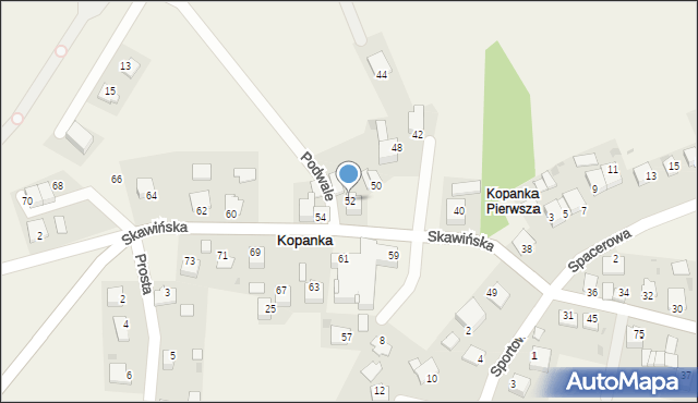 Kopanka, Skawińska, 52, mapa Kopanka