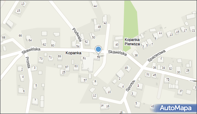 Kopanka, Skawińska, 59, mapa Kopanka