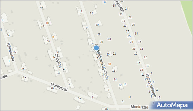 Korsze, Skłodowskiej-Curie Marii, 5a, mapa Korsze