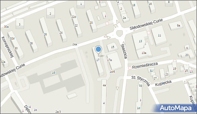 Kościerzyna, Skłodowskiej-Curie Marii, 17b, mapa Kościerzyna