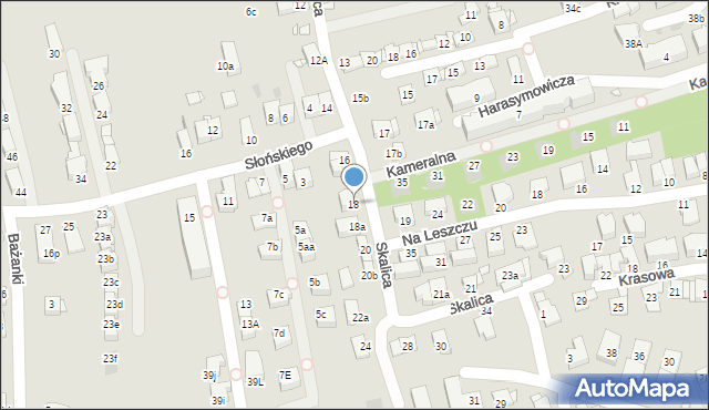 Kraków, Skalica, 18, mapa Krakowa