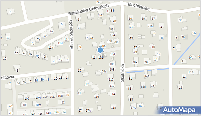 Kraków, Skotnicka, 102, mapa Krakowa