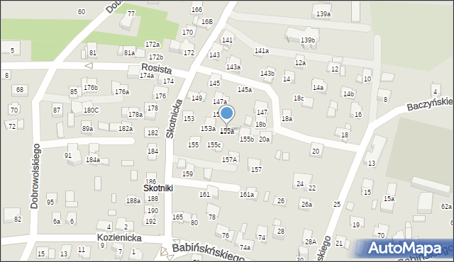 Kraków, Skotnicka, 155a, mapa Krakowa