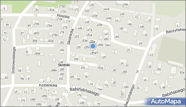 Kraków, Skotnicka, 157A, mapa Krakowa