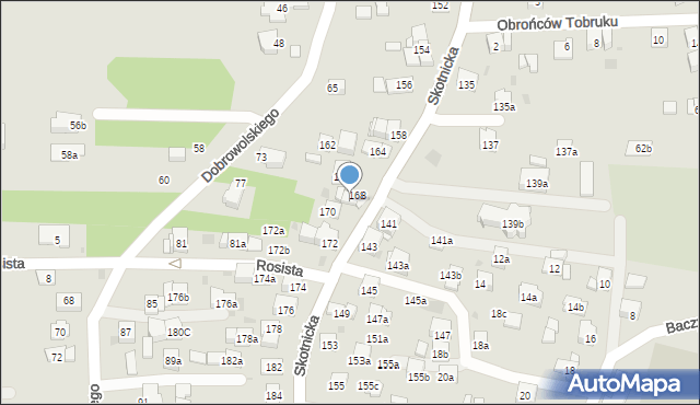 Kraków, Skotnicka, 168a, mapa Krakowa