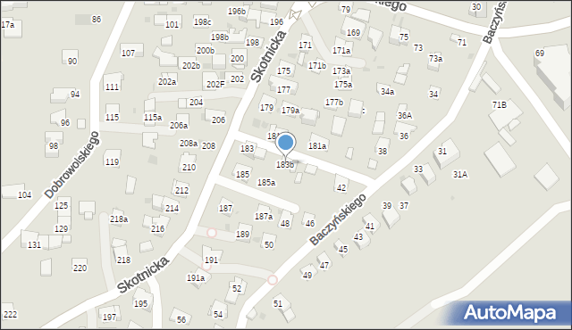 Kraków, Skotnicka, 183b, mapa Krakowa