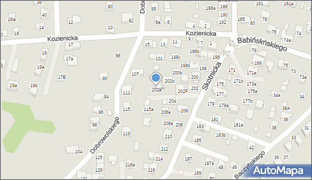 Kraków, Skotnicka, 202a, mapa Krakowa