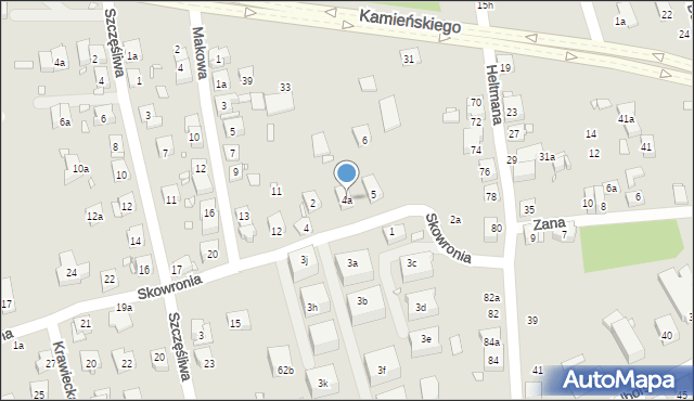 Kraków, Skowronia, 4a, mapa Krakowa