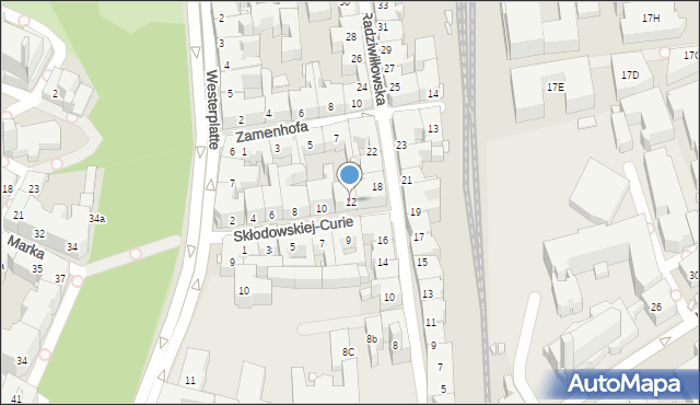 Kraków, Skłodowskiej-Curie Marii, 12, mapa Krakowa