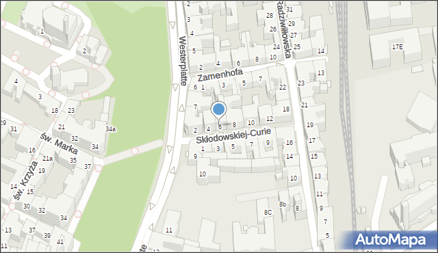 Kraków, Skłodowskiej-Curie Marii, 6, mapa Krakowa