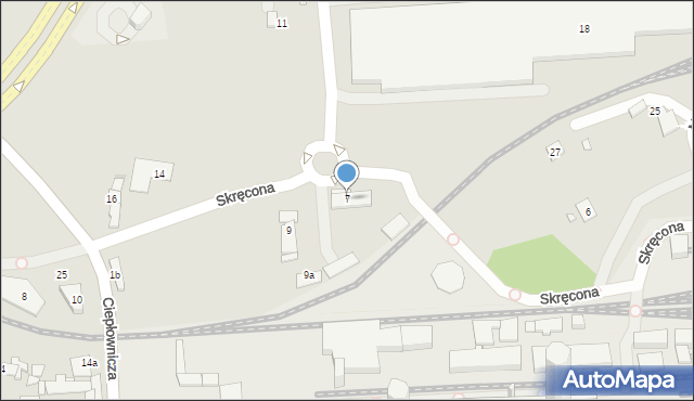 Kraków, Skręcona, 7, mapa Krakowa