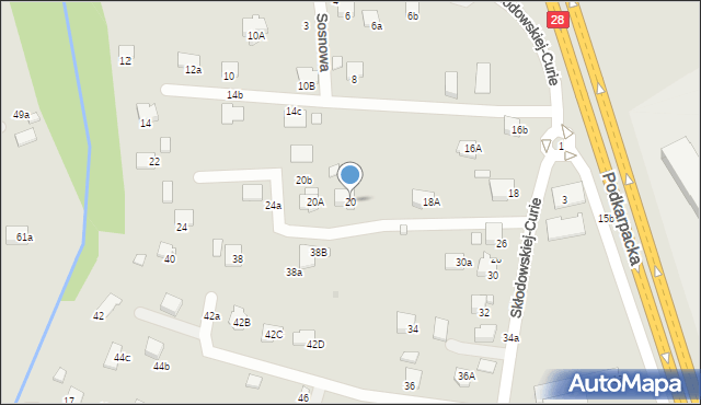 Krosno, Skłodowskiej-Curie Marii, 20, mapa Krosna
