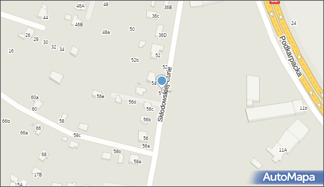 Krosno, Skłodowskiej-Curie Marii, 54a, mapa Krosna