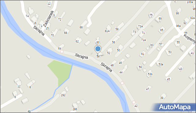 Krosno, Skrajna, 54, mapa Krosna