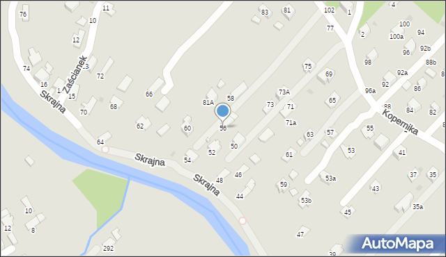 Krosno, Skrajna, 56, mapa Krosna