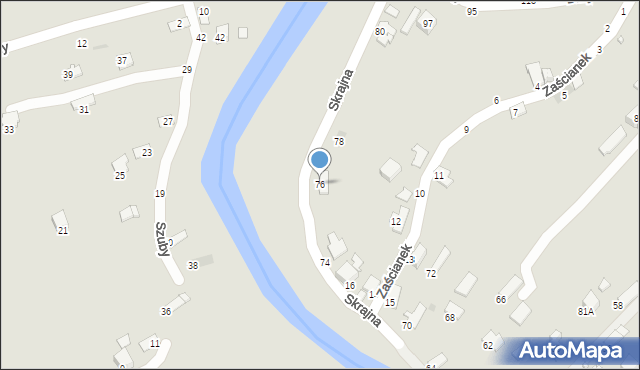 Krosno, Skrajna, 76, mapa Krosna