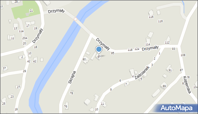 Krosno, Skrajna, 97, mapa Krosna