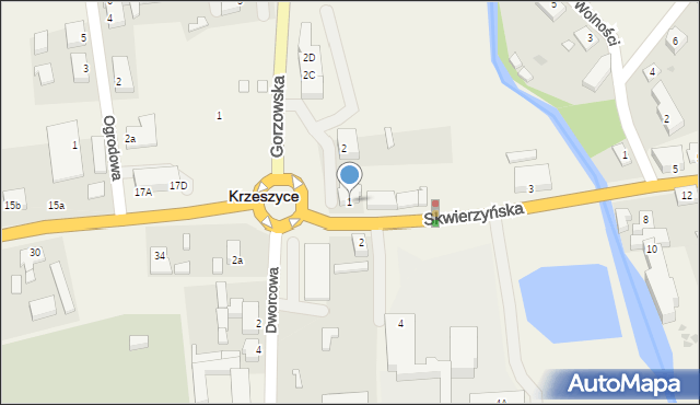 Krzeszyce, Skwierzyńska, 1, mapa Krzeszyce