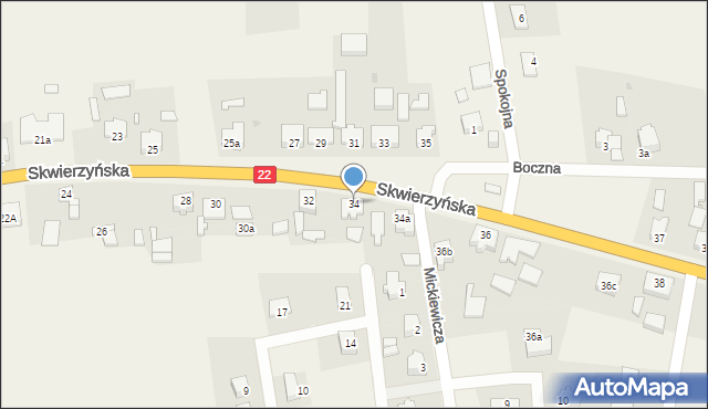 Krzeszyce, Skwierzyńska, 34, mapa Krzeszyce