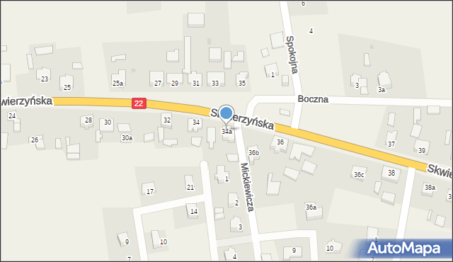 Krzeszyce, Skwierzyńska, 34a, mapa Krzeszyce