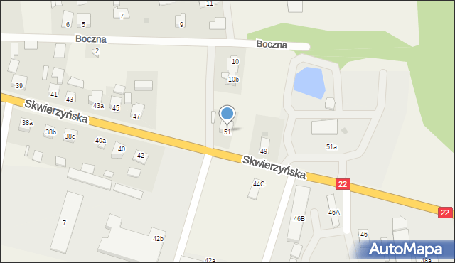 Krzeszyce, Skwierzyńska, 51, mapa Krzeszyce