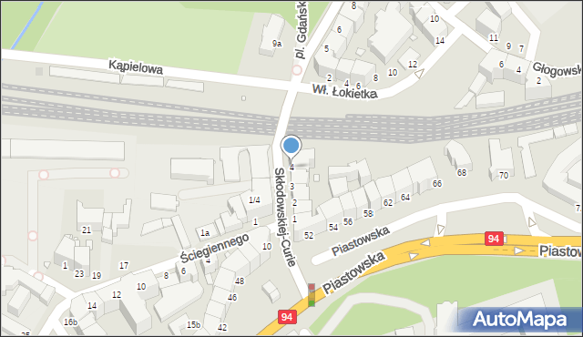 Legnica, Skłodowskiej-Curie Marii, 4, mapa Legnicy