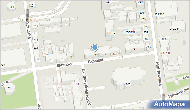 Łódź, Skorupki Ignacego Jana, ks., 5, mapa Łodzi