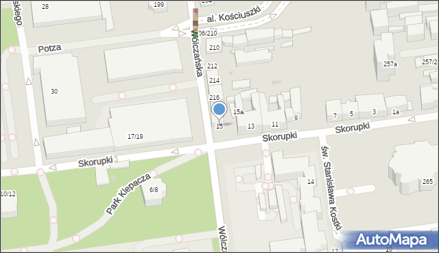 Łódź, Skorupki Ignacego Jana, ks., 15, mapa Łodzi