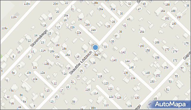 Łódź, Skautów Łódzkich, 29a, mapa Łodzi