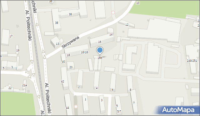 Łódź, Skrzywana Stefana, inż., 16b, mapa Łodzi